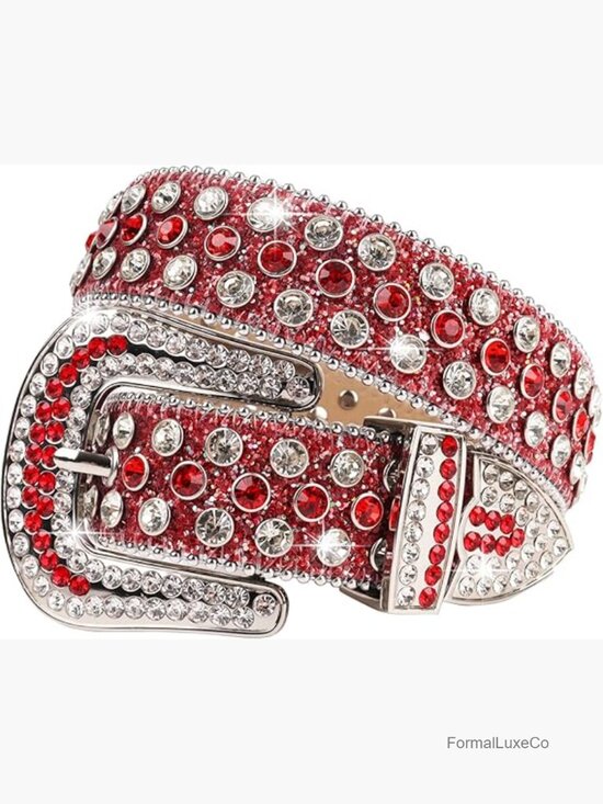 Rhinestone Studded Belt for Women, Fits Waist 27-39 Inch main image 3